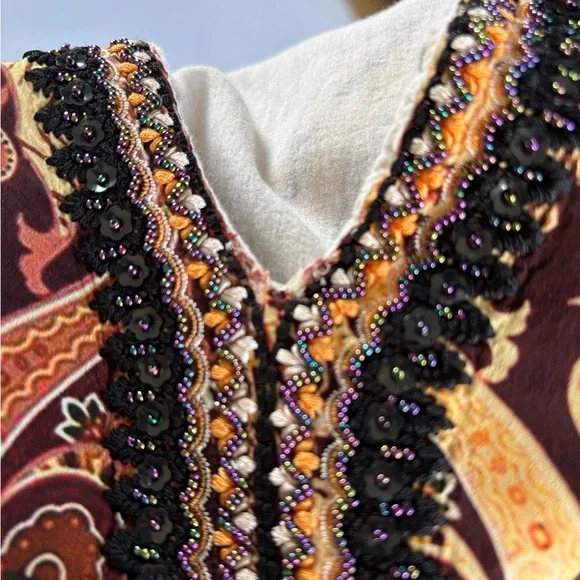 Anthropologie Bhanuni by Jyoti Brown Motif Dress Women's Size 6 - Picture 4 of 4